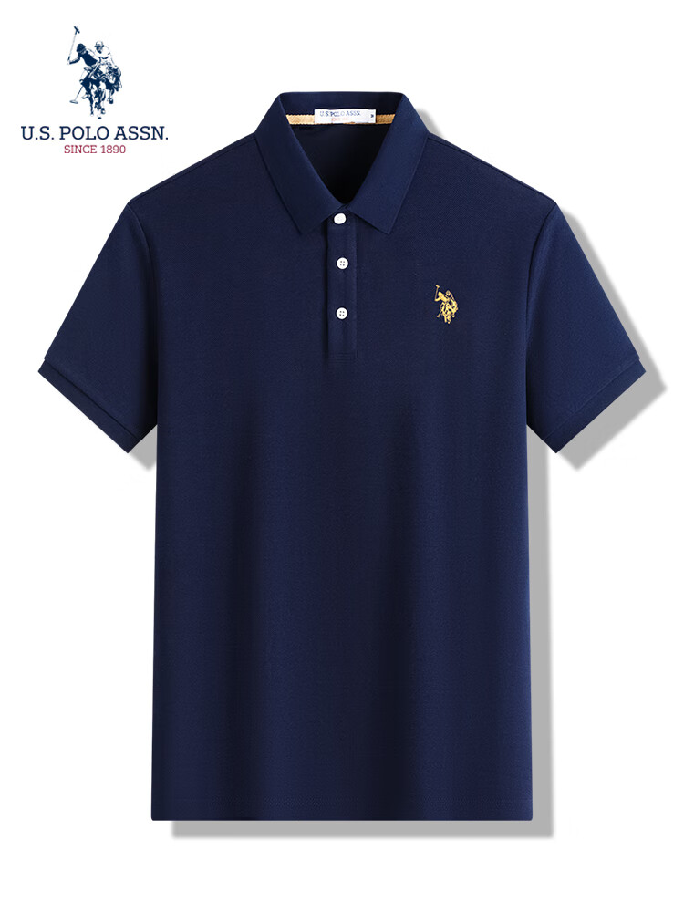 U.S. POLO ASSN. Men's Short Sleeve Polo Shirt Summer Business Casual Collared T-Shirt Black M Father's Day Gift 24