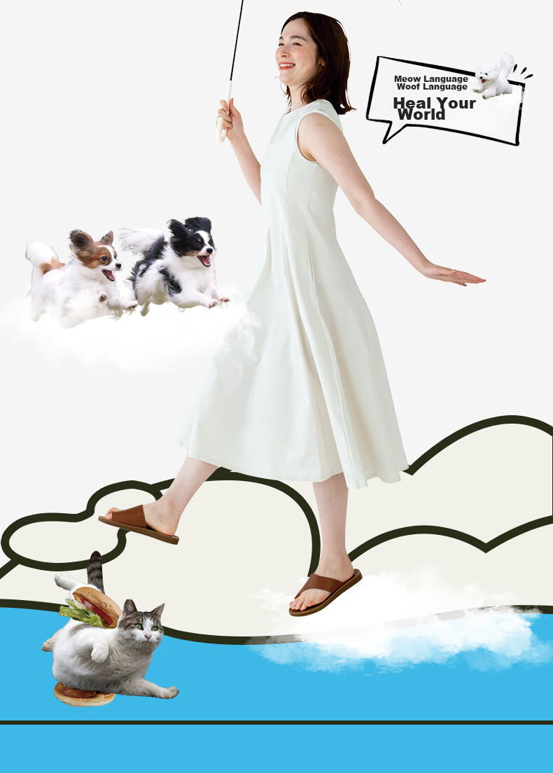 Long Handle Umbrella, Transparent Umbrella, Cute Pet Japanese High-Value Straight Pole Cat Dog Umbrella for Men And Women, Lazy Cat Jelly Umbrella, Beige 2