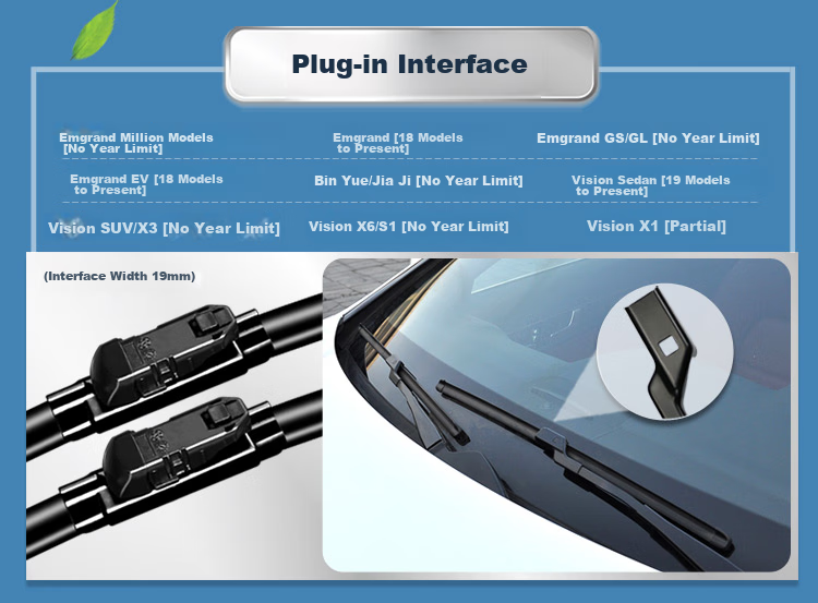 Aoye Windshield Wipers Suitable for Geely Vision X6 (2016-2019 Models) / 2017-2021 Vision X3, Frameless Wiper Blades, Front Wipers, Pair Set 22+18 12