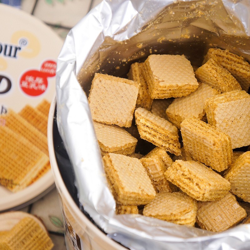 真丝豆乳威化饼干350g罐装万宝路零食儿童夹心饼干办公司下午茶糕点