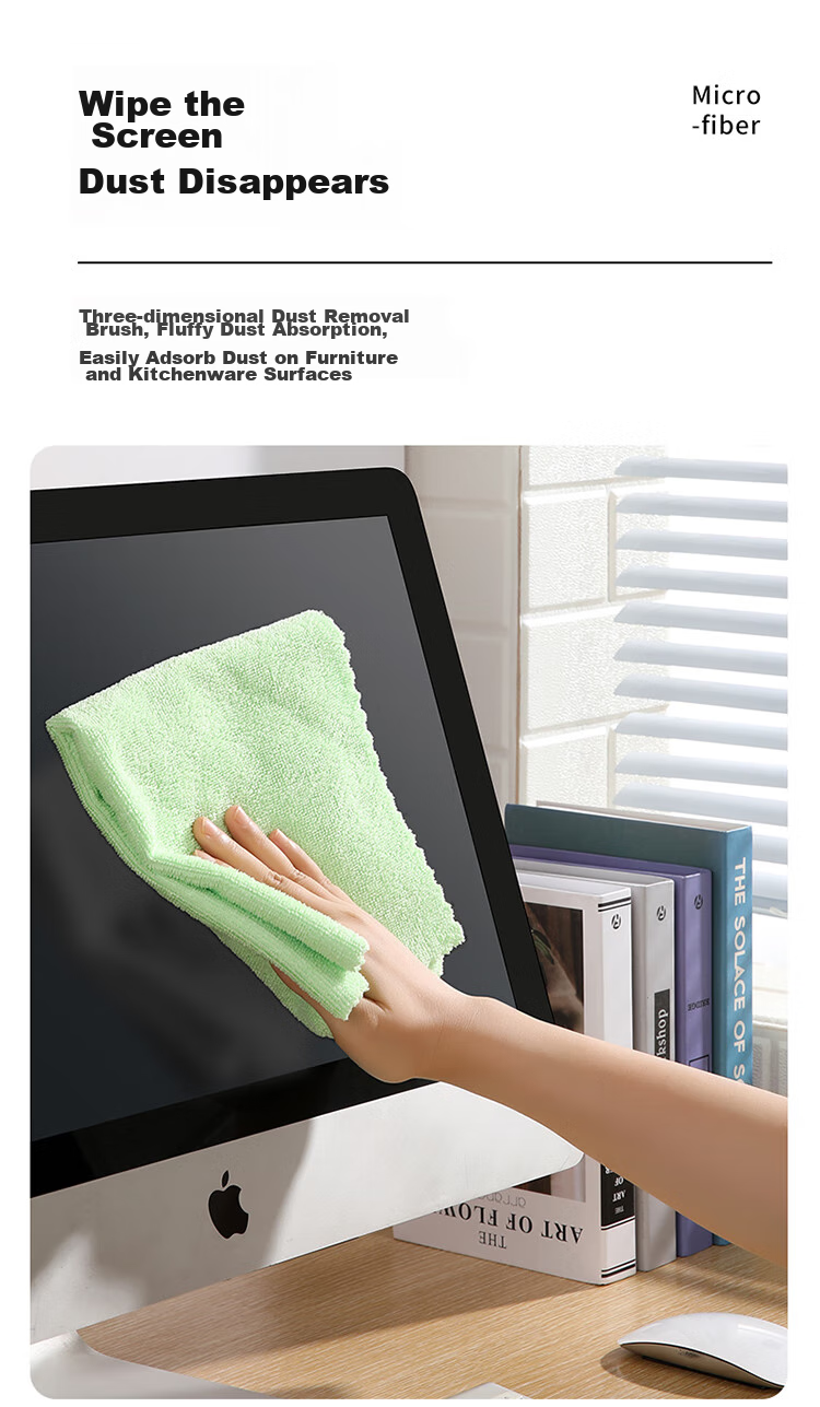 MARYYA Ultra-Fine Microfiber Cleaning Cloth, 40*40cm, 4 Pieces, for Kitchen Table Wiping, Professional Housekeeping Use, Absorbent, Streak-Free, Low Lint Shedding 2