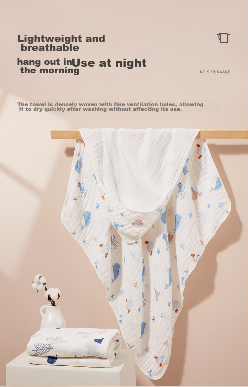 Shiyuejiejing Baby Bath Towel, Spring And Summer Hooded Newborn Large Towel, Bath Towel for Children, Ocean Fairy Design, 90*90 Cm 7