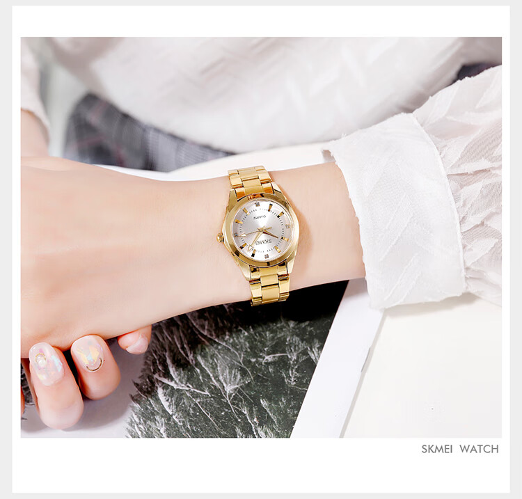 Skmei Fashionable, Unique, Light Luxury High-End Calendar National Watch Quartz Wristwatch Mechanical Style Women's Birthday Gift 7070 14