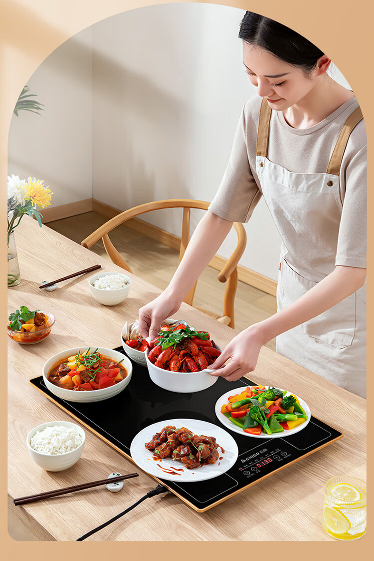 CHIGO Food Warming Plate, Hot Food Plate, Heating Plate, 2025 New Model Heating Table Mat, Rectangular Household Multifunctional Dining Table Hot Food Device, QF02H 3