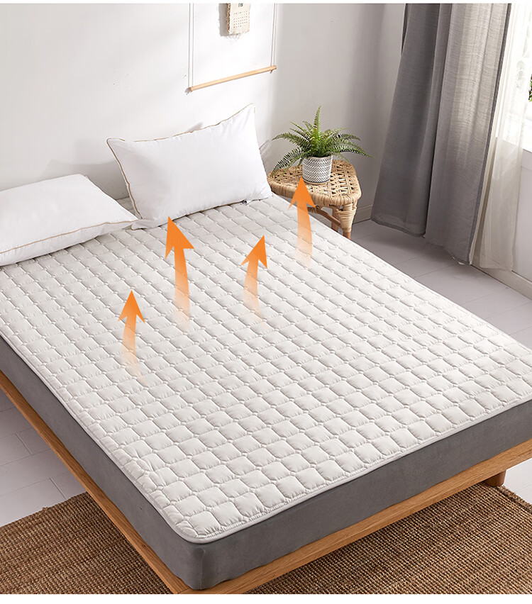 Dohia Home Textiles Washable Quilted Mattress Pad with Straps, Non-Slip Tatami Four-Season Protective Thin Pad for 1.5m Bed, 2x1.5m 17