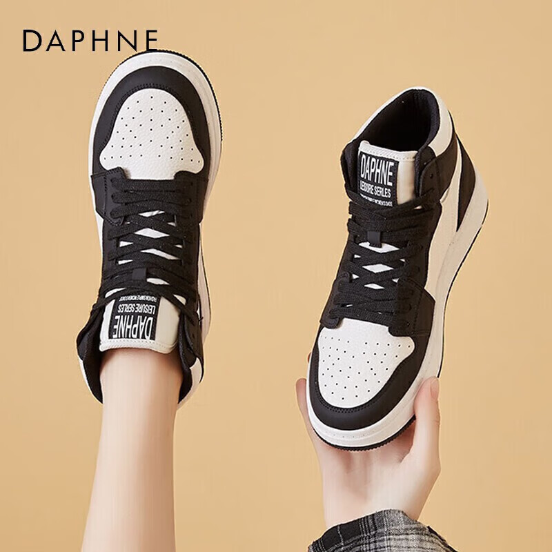 DAPHNE Women's Casual Shoes Thick Sole Fleece Lined Sports Running High-Top Winter Warm Sneakers Student Versatile Shoes 422104603W Black (High-Top Fleece Lined) Size 38