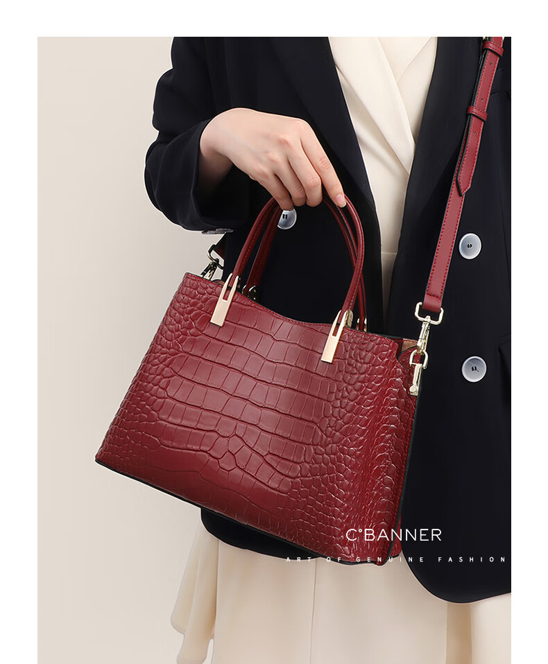 C.BANNER Leather Handbag, Women's Crossbody Bag, Large Capacity Tote Bag, Wedding Gift for Brides, Brand Birthday Present for Girlfriend on May 20th 2