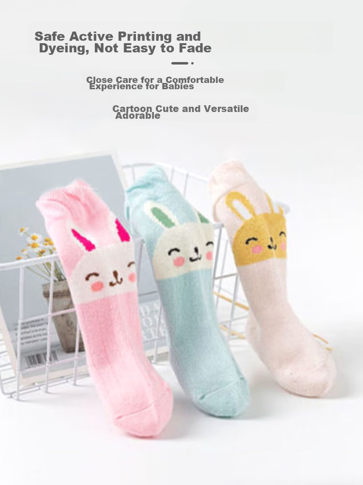9I9 Baby Socks, Spring Autumn Winter Mid-Calf Socks, Non-Slip Newborn Children's Floor Socks, Loose Top, 3 Pairs, 0-1 Year Old, A371 12
