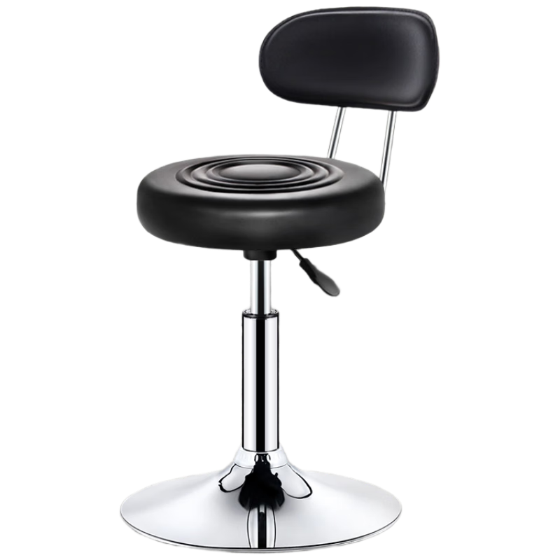 Huakaizhixing Bar Stool, Home Use Chair with Backrest, Adjustable Height, Pub Chair HK106, Round Backrest, Low Model, Black