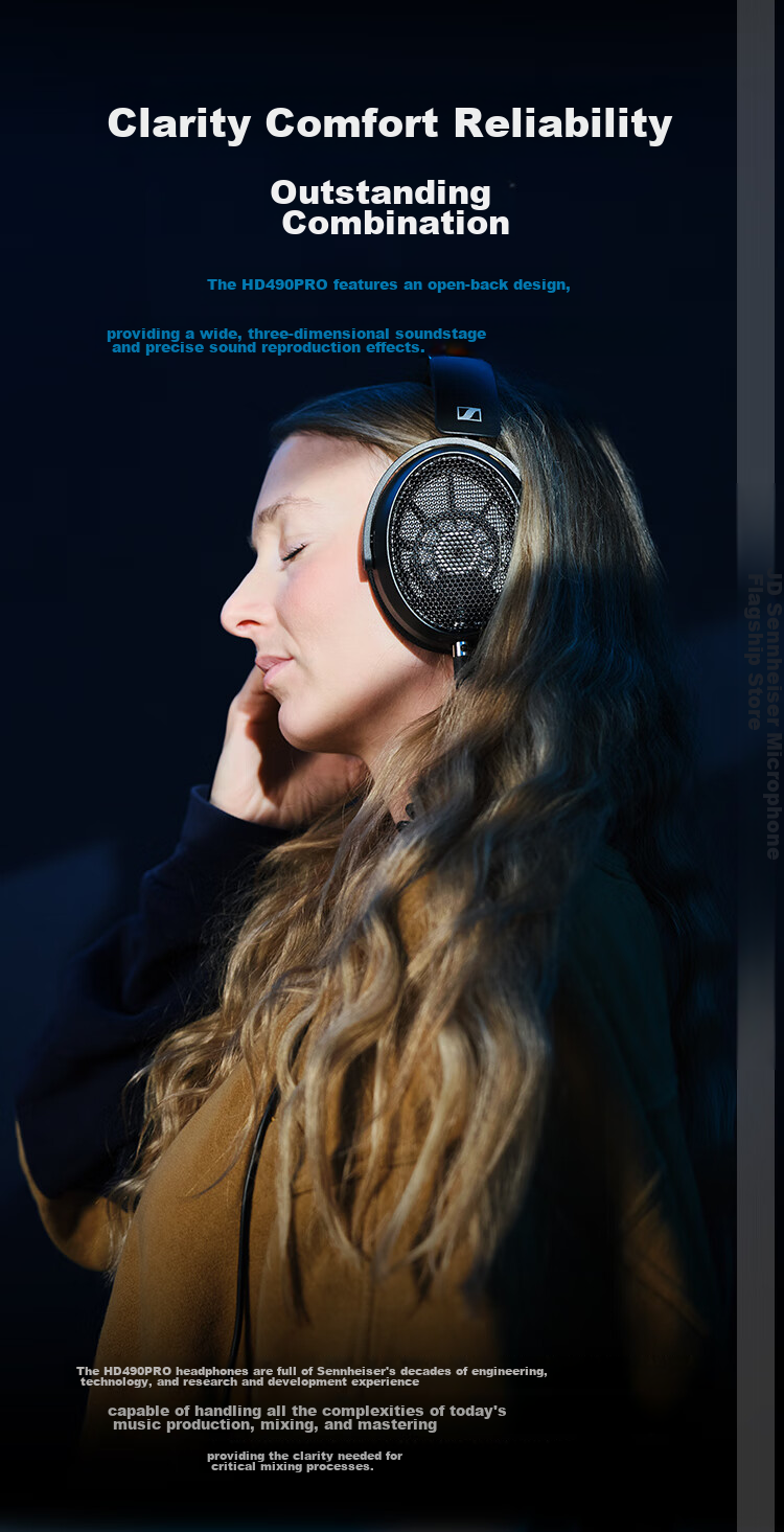 Sennheiser HD480Pro Professional Closed-Back Wired Headphones for Recording Studios, Audio-Video Production, Holiday Gifts, And Over-Ear Headphones 3