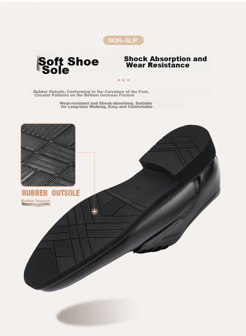 LAORENTOU Men's Leather Shoes, Business Formal Shoes, Top-Grain Leather, Breathable, Wear-Resistant, Non-Slip, Dad Shoes, 160208 Black, Size 38 11
