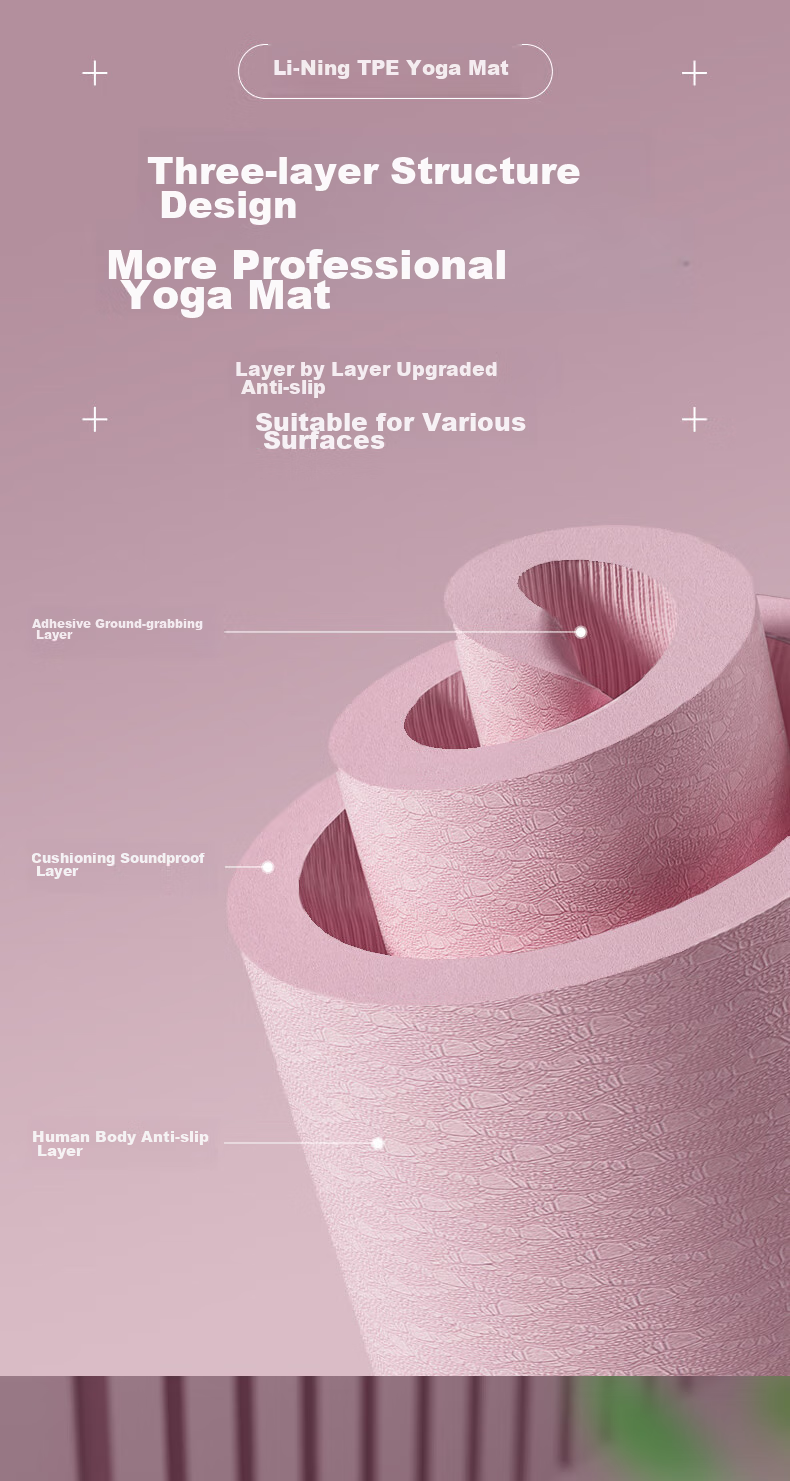 Li-Ning Yoga Mat, Double Size, Thickened, Non-Slip, Extra Large, Shock-Absorbing, for Jump Rope Exercises, Soundproof, Wide Exercise Mat, TPE Material 9