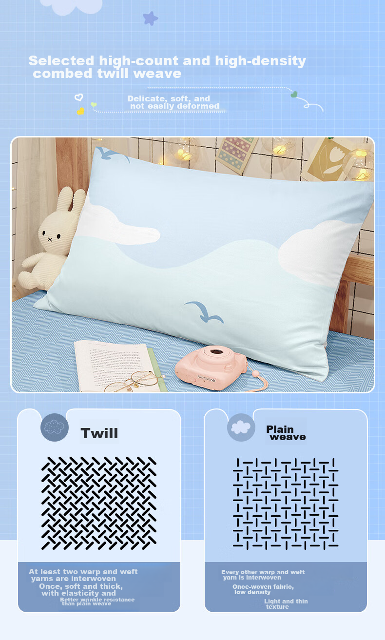 BEYOND Home Textiles Back-To Season Pure Cotton Student Dormitory Bedding Three-Piece Set Single Full Cotton Duvet Cover Bed Sheet Set 90cm 6