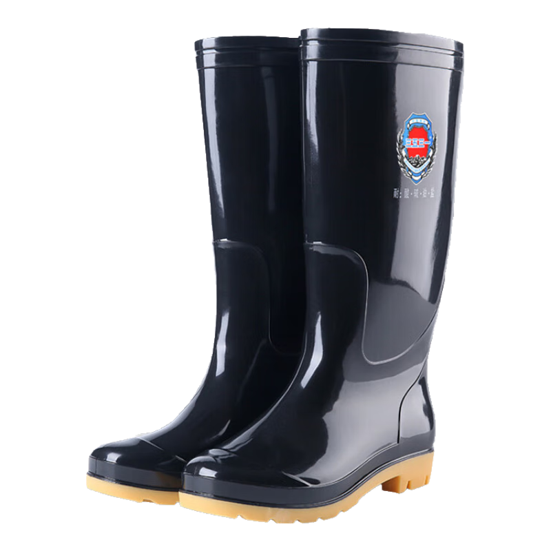 Pinzhide High Tube Rain Boots Outdoor Waterproof Non-Slip Durable Rubber Shoes PX029 Black High Tube Size 39