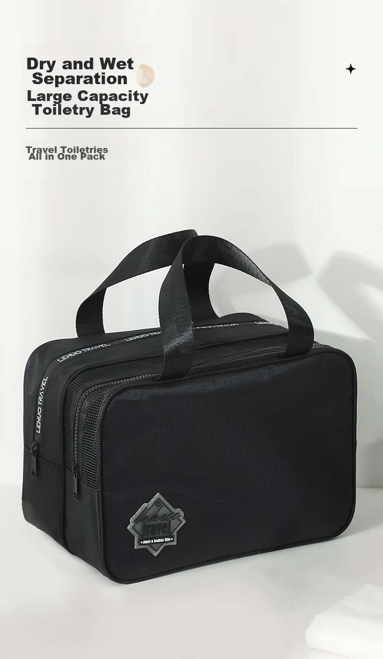 Lehuolvxing Large Capacity Toiletry Bag for Men, Travel Makeup Organizer, Waterproof Dry-Wet Separation Shower Caddy 2