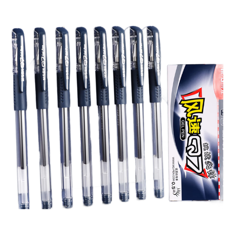 M&G Wind Speed Q7 Gel Pen, Signature Pen, Water-Based Pen, Office Business Student Exam Learning Retractable Cap Signature Pen, 0.5mm, Navy Blue, 6 Pieces