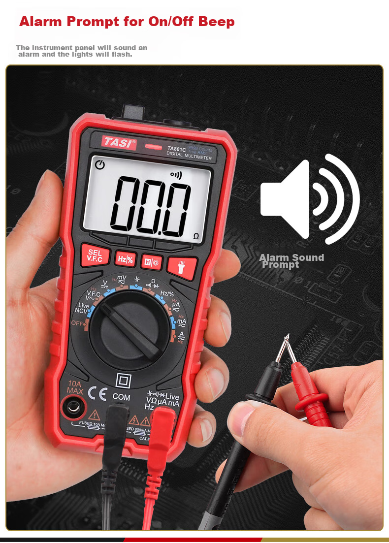 Teansi Multimeter, Smart Burn-Proof Digital Multi-Function Portable Automatic Identification Electrician Multimeter TA804A 17