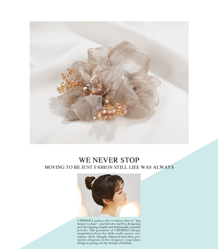 CHIMERA Organza Hair Tie, Back of Head Hair Clip, Hair Flower, Hair Accessory, Hair Barrette, Women's Mid-Autumn Festival Gift 1