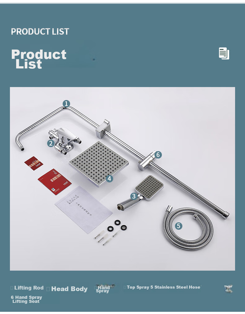 Larsd Surface-Mounted Shower Head Set, Clear Water Pipe Shower System with Copper Body Shower Faucet And Mixing Valve LD5306 17