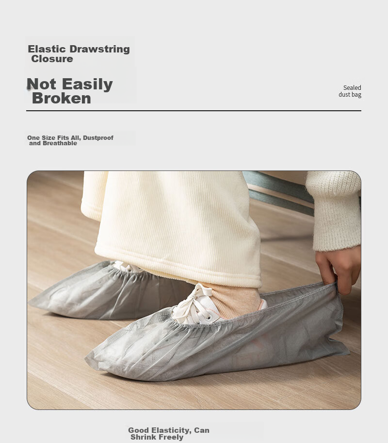 BWNK Disposable Non-Woven Shoe Covers, Thickened, 100 Pieces, for Computer Rooms And Indoor Use, Dust-Proof, Breathable, Wear-Resistant, Non-Slip 7
