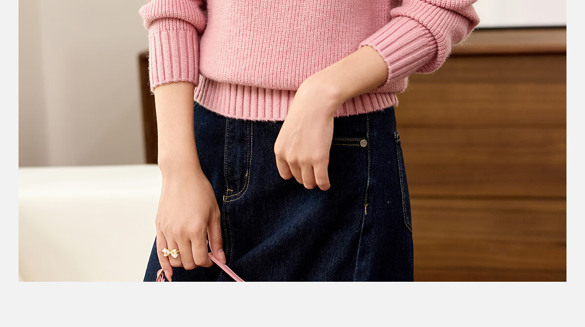 PinCai Women's Knitted Sweater Soft Pink Thick Pullover Half Turtleneck Knit Top P144Z9004 2
