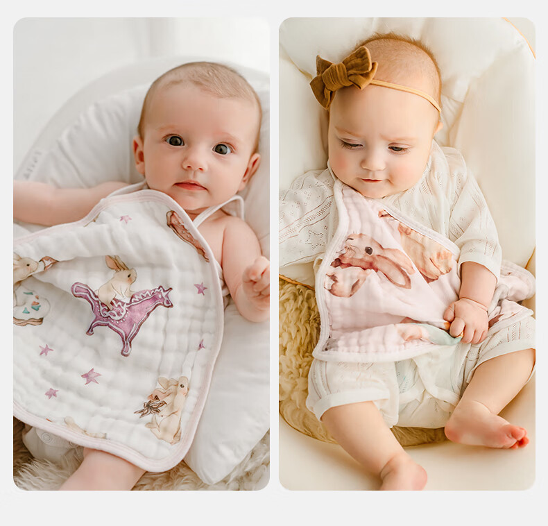EMXEE Baby Drool Bib, Newborn Pure Cotton Soft Gauze Square Towel, Ultra-Soft Baby Face Towel, Children's Towel, 4-Pack 25