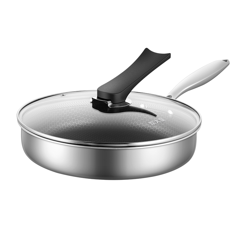 COOKER KING Titanium Non-Stick Frying Pan, 304 Stainless Steel Skillet, Honeycomb Pattern, Compatible with Metal Utensils, Suitable for Induction Cookers, 26cm