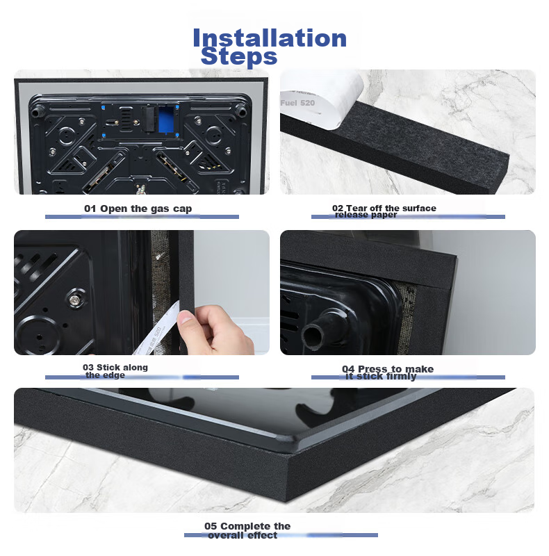 Mileqi Single-Sided Flame-Retardant Foam Tape, Kitchen Stove Gap Filler, Waterproof Self-Adhesive Flame-Retardant Sealing, Shock-Absorbing, Black, 20mm Thick, 20mm Wide, 2m Long, 1 Roll Package 9
