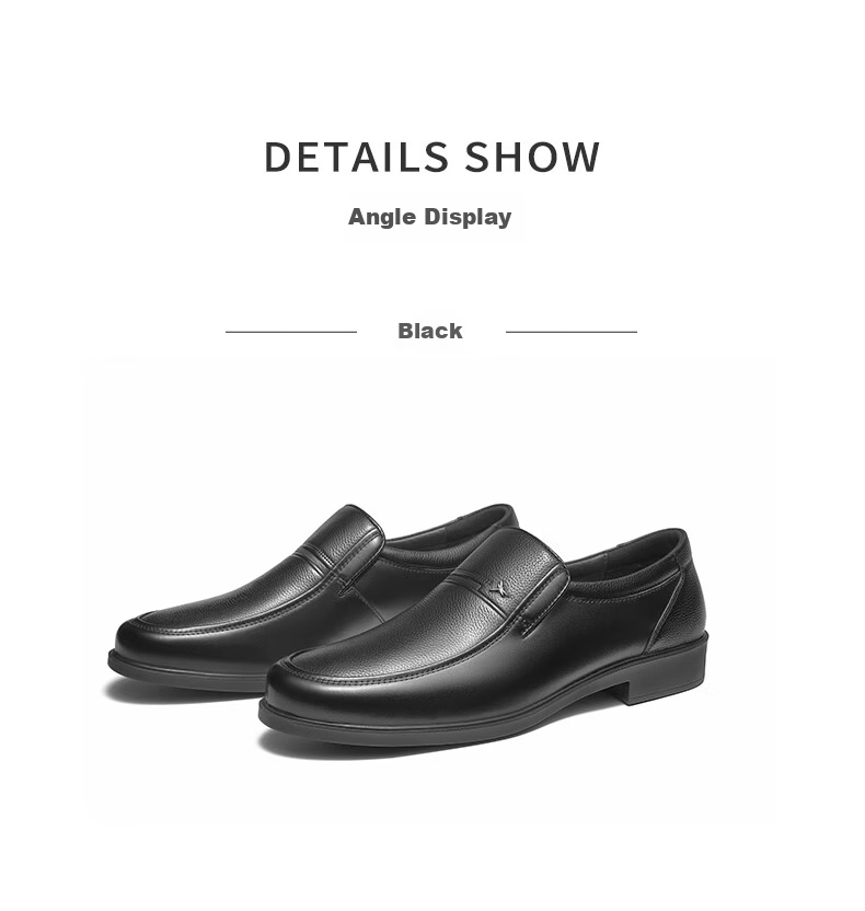 RED DRAGONFLY Leather Slip-On Dad Shoes, Casual Shoes for Men, Business Leather Shoes for Men, WTA23336, Black, Size 44 8