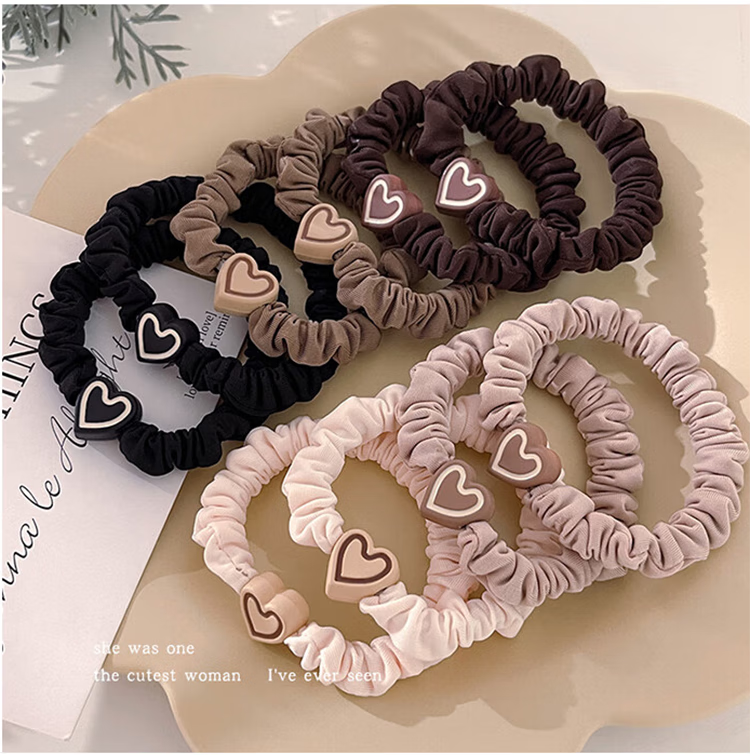 Jingxiaodi 5 Heart-Shaped Hair Ties for Women, Bun Maker, High Elasticity Rubber Bands, Hair Ties, Non-Damaging Hair Bands, Hair Accessories 17