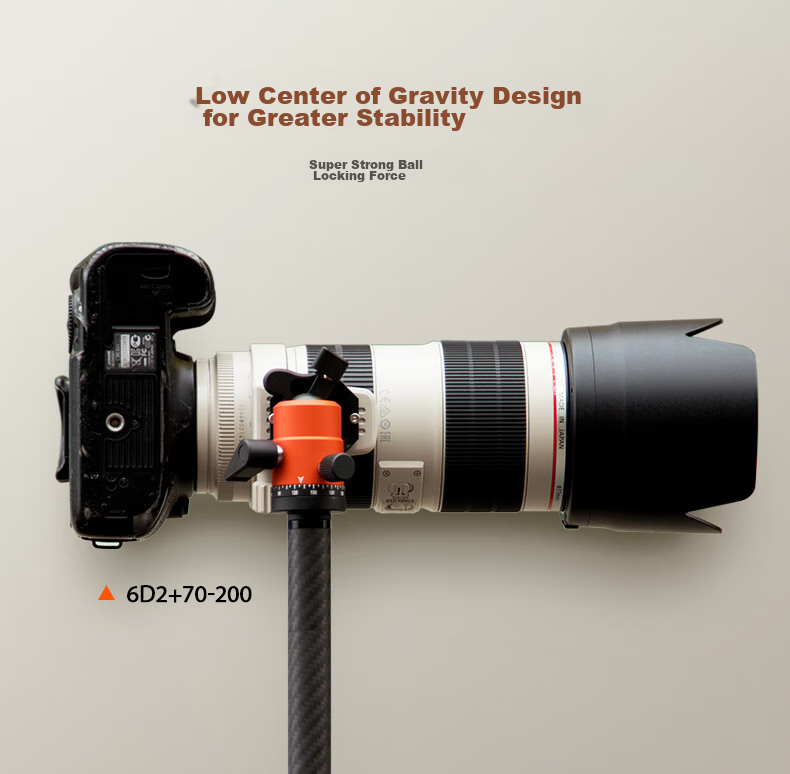 Fotopro 42QR, 3/8 Screw Hole, Dual Panoramic 360-Degree Rotation Camera Tripod Head, Compatible with Leica Cameras, Matte Gray Color 4