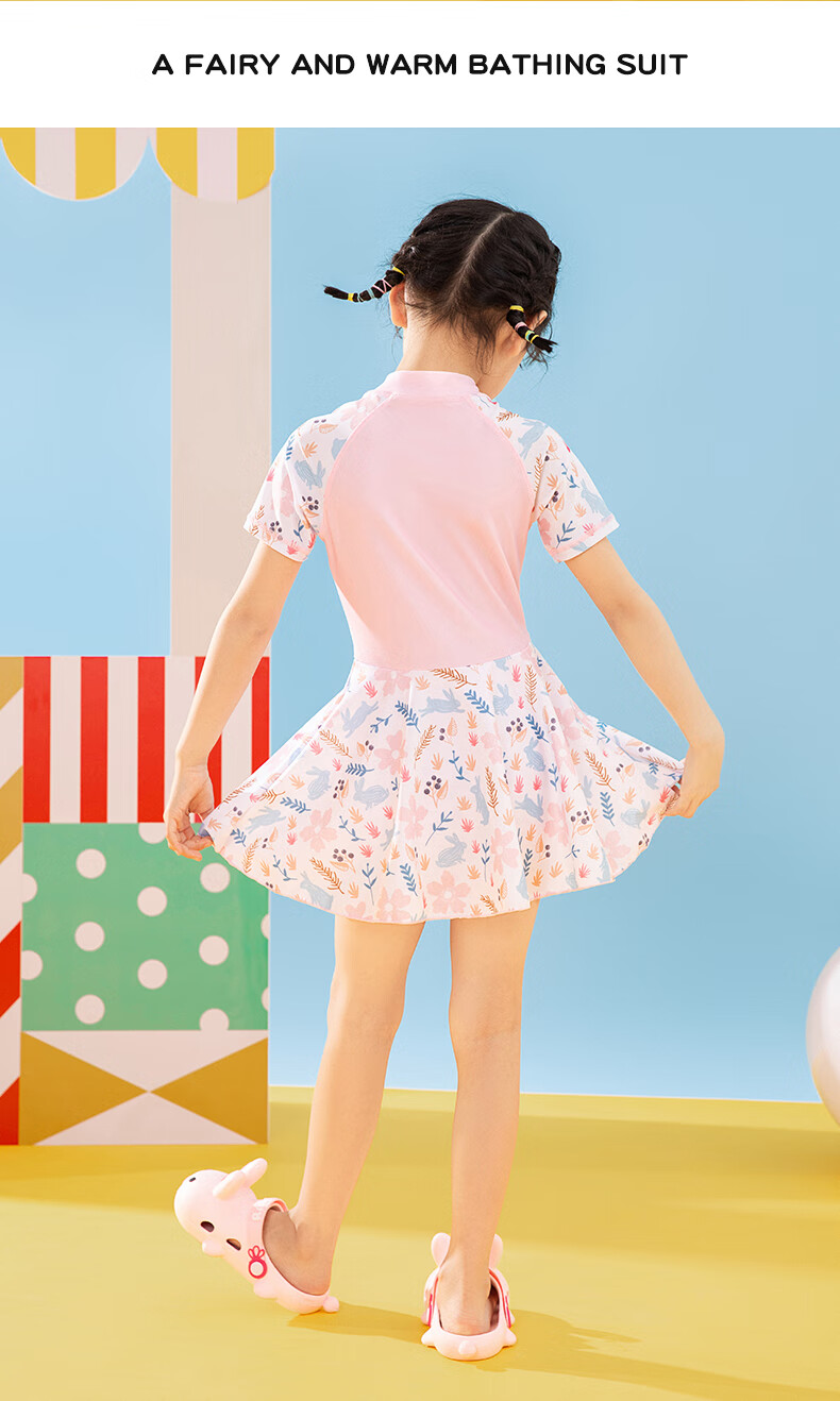 361° Children's Swimsuit, Girls' Summer Cute One-Piece Dress-Style Boyshort Swimwear, for Older Children, Swimming Equipment 8