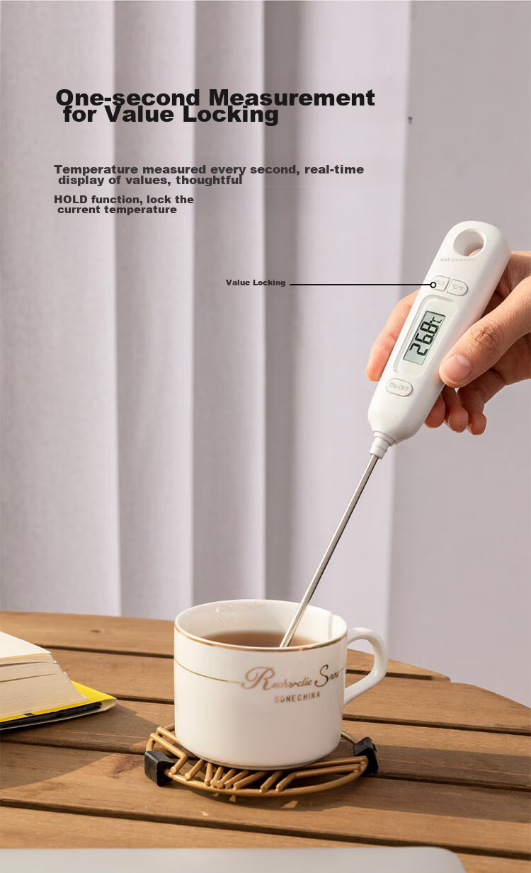Deli Probe Thermometer Baby Milk Thermometer Kitchen Oil Thermometer with Protective Sleeve And Battery 8897 3