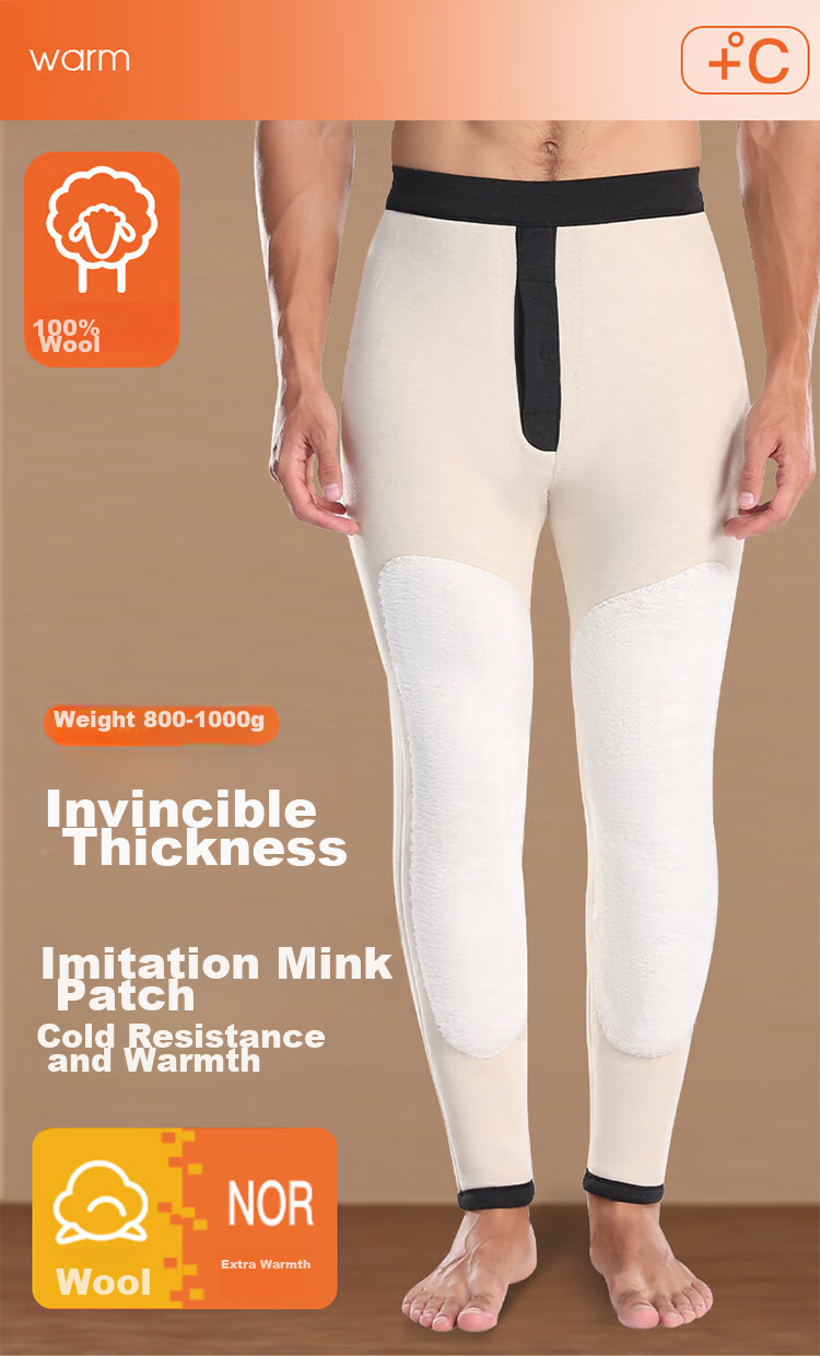 LangSha Wool Pants, Warm Men's Thick Fleece-Lined Knee Protection, High Elasticity, for Middle-Aged And Elderly, Northeast Cold-Proof Cotton Pants for Outdoor Wear in Winter 1