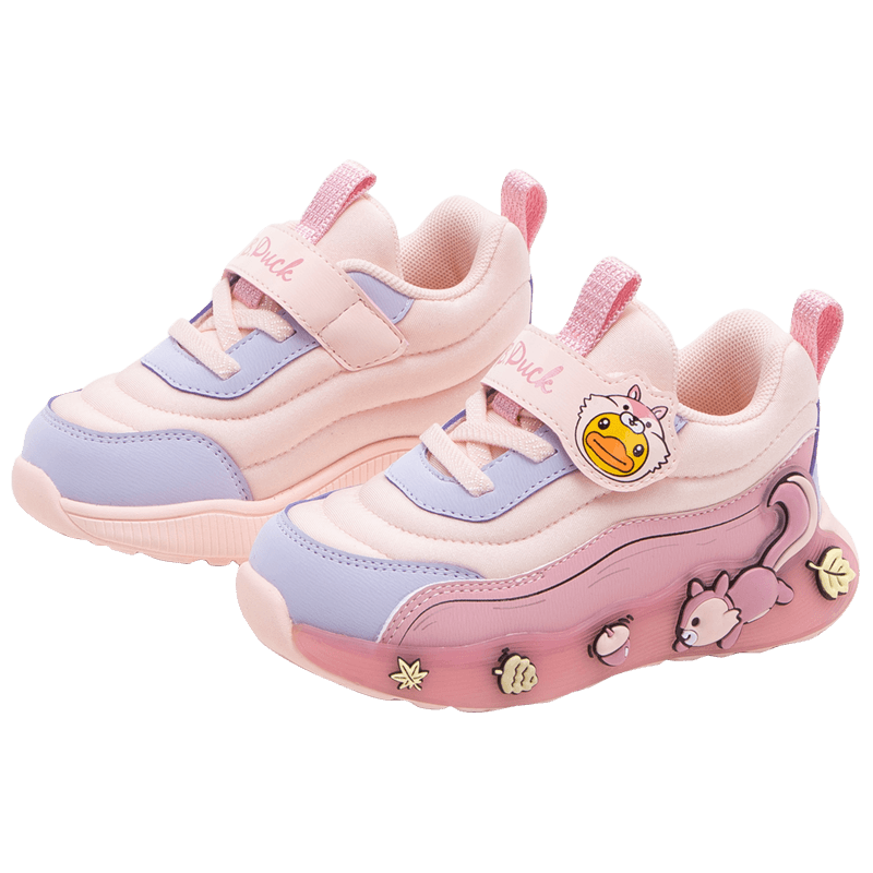 B.Duck Children's Sports Shoes, Boys And Girls Student Fashion Lightweight Casual Shoes, 3049A Pink-Purple, Size 30