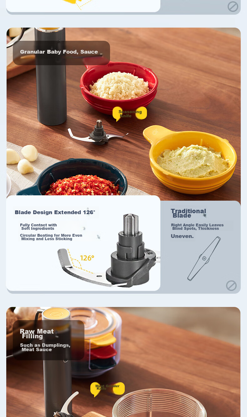 Donlim DL-5028 Bamboo Green Multifunctional Meat Grinder Food Processor Garlic Peeler Powder Grinder Storage Set 14
