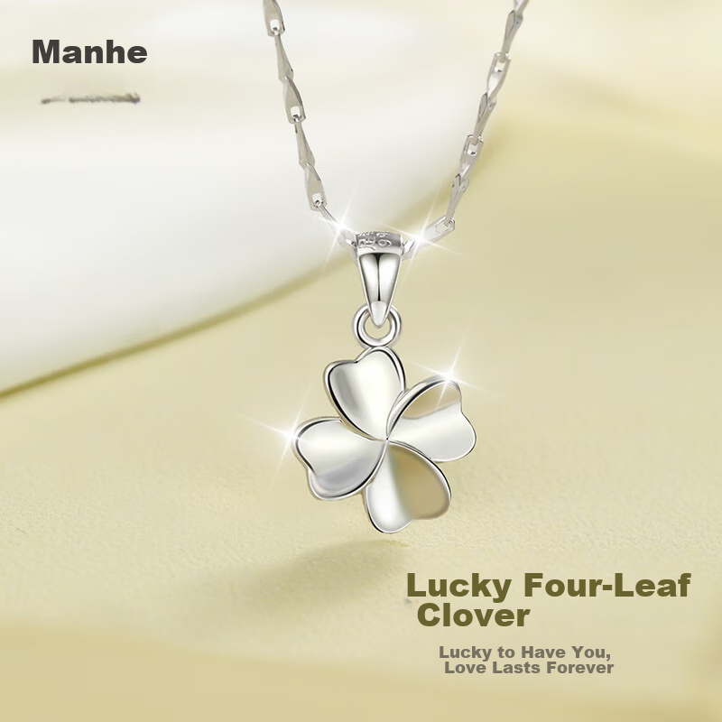 MANHE S999 Sterling Silver Four-Leaf Clover Necklace for Women, 2026 New Light Luxury High-End Birthday Gift for Girlfriend
