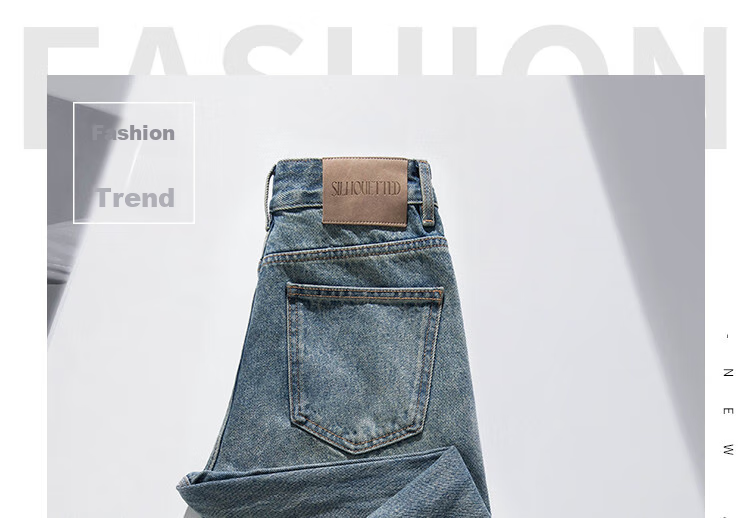 RAIN.CUN Light Gray Wide-Leg Pants for Petite Women, 2024 Autumn And Winter High-Waist Loose Casual Straight Jeans 1