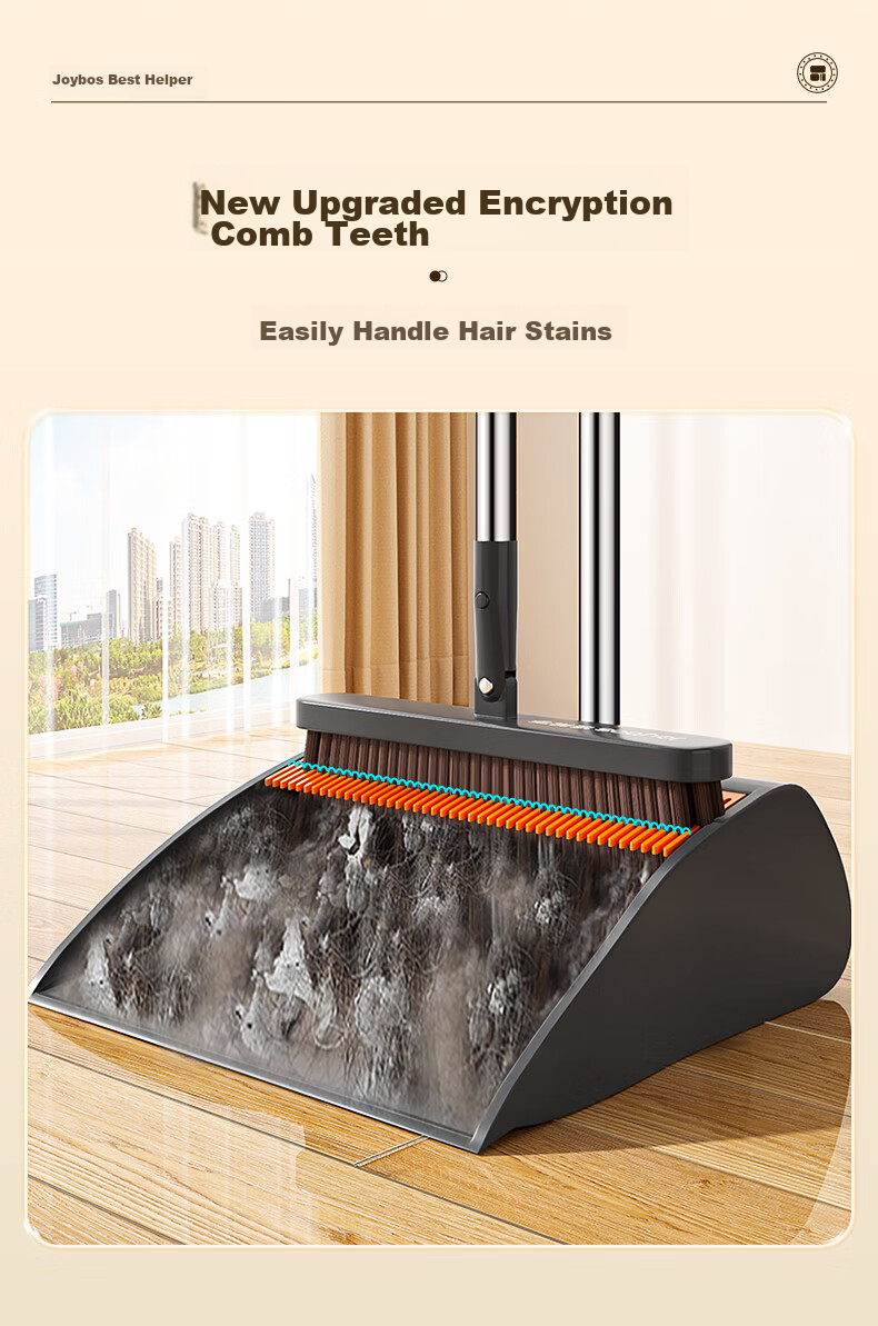 Jiabangshou Two-Piece Broom Set, Household Cleaning Tools Including Broom And Dustpan, Effective at Preventing Dust Leakage 1