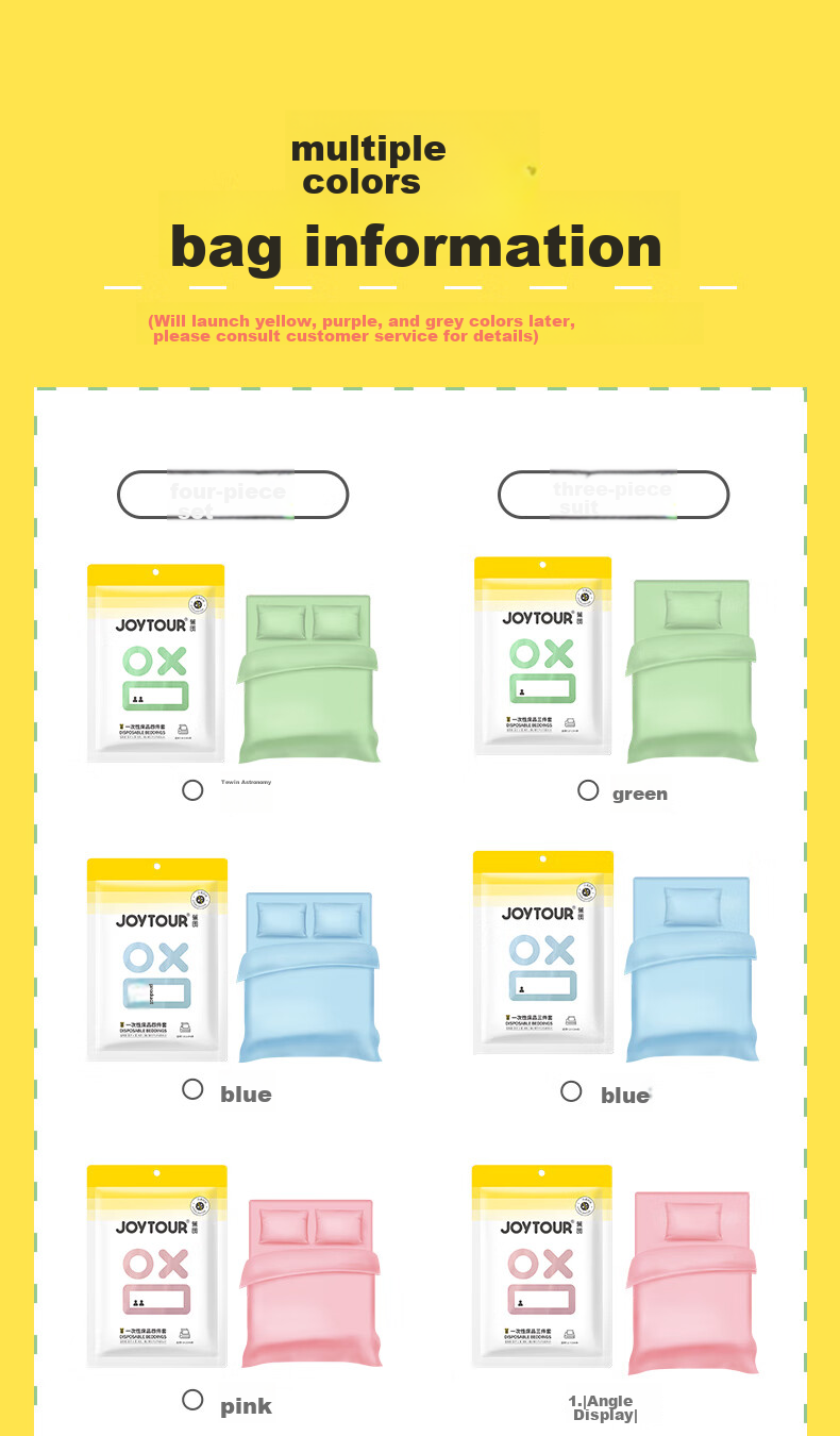 JOYTOUR Disposable Bedding Set of Three Pieces, Travel Business Trip Hotel Hygiene Thickened Bedding, Pink 10