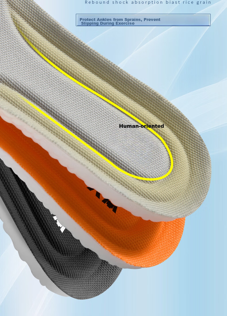 RENBEN 2 Pairs Sports Insoles for Men, Soft Elastic Shock-Absorbing Sweat-Absorbing Breathable Running Antibacterial Odor-Resistant 6019 Black Size 41-42 8