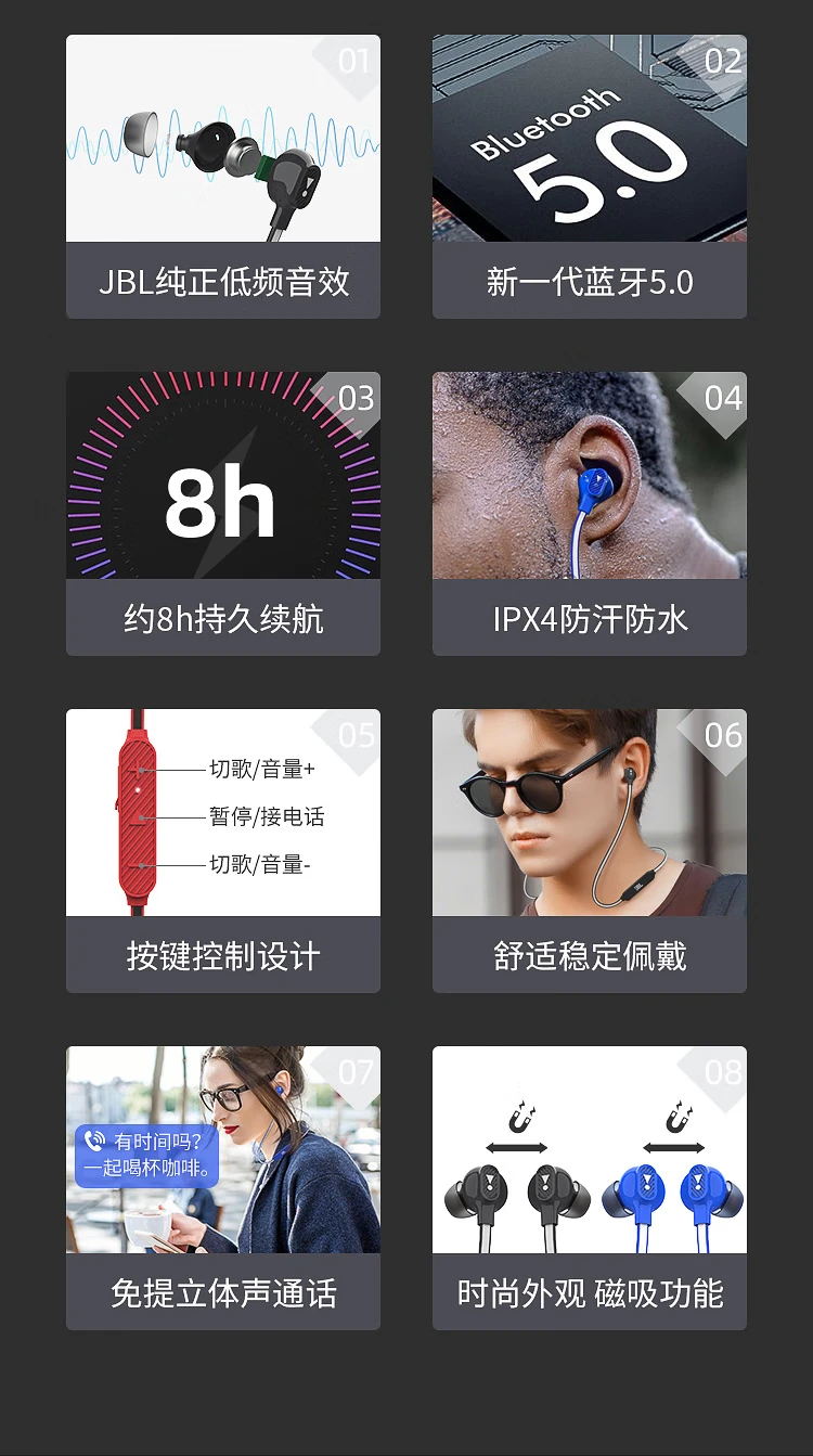 JBL C135BT In-Ear Wireless Bluetooth Headphones Sweatproof Waterproof Sports Headset Neck Hanging Magnetic Apple Android Mobile Game Valentine's Day Gift Night Sky Black JBL C135BT In-Ear Wireless Bluetooth Headphones Sweatproof Waterproof Sports Headset Neck Hanging Magnetic Apple Android Mobile Game Valentine's Day Gift Night Sky Black