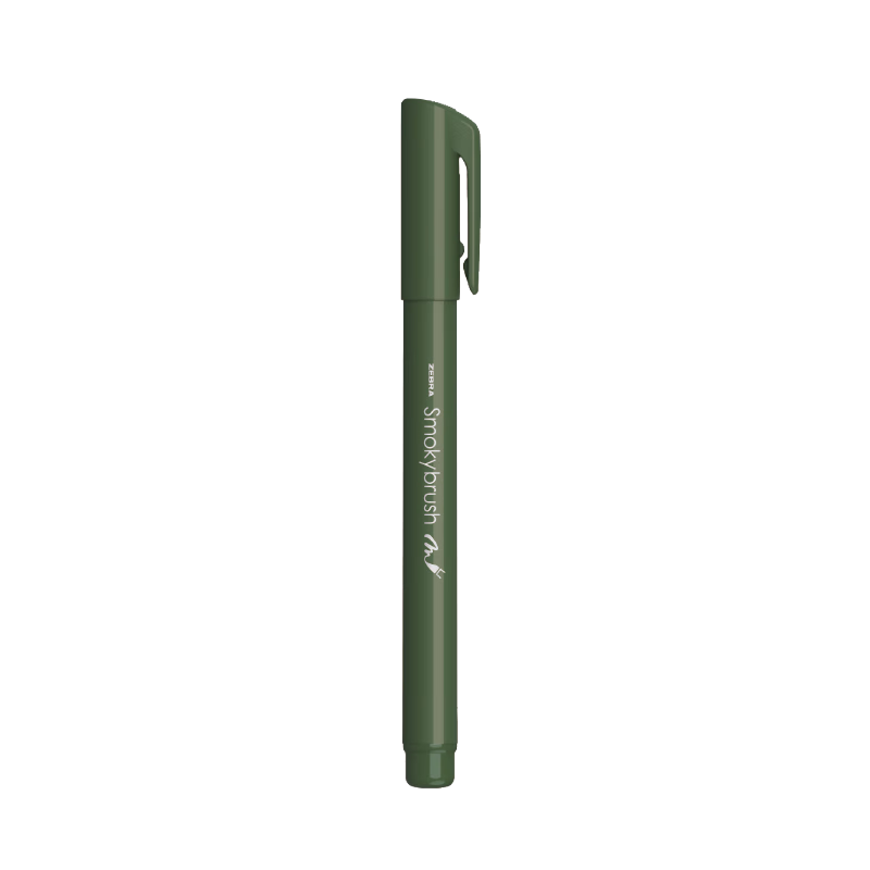 ZEBRA Small Regular Script Smoky Color Series Elegant Soft Brush Pen, Student Calligraphy Practice Pen, Colored Drawing And Journal Watercolor Pen, WF9, Dark Green, Single Pe