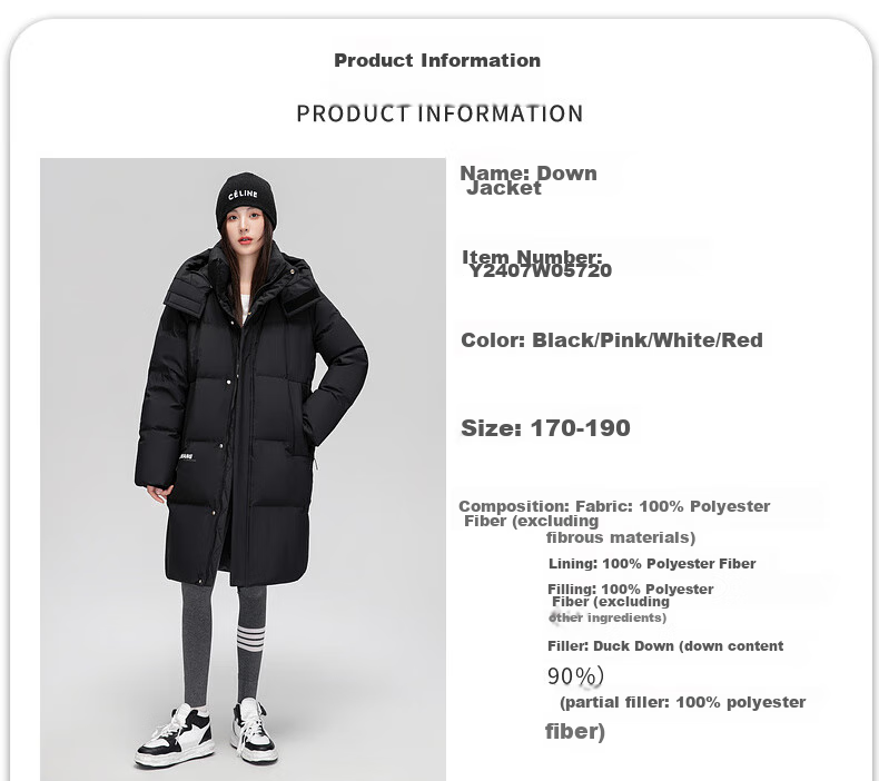 Yalu Women's Mid-Length down Jacket, 2025 New Winter Style, Red Warm Korean Fashion Casual Hooded Coat for Wome 7