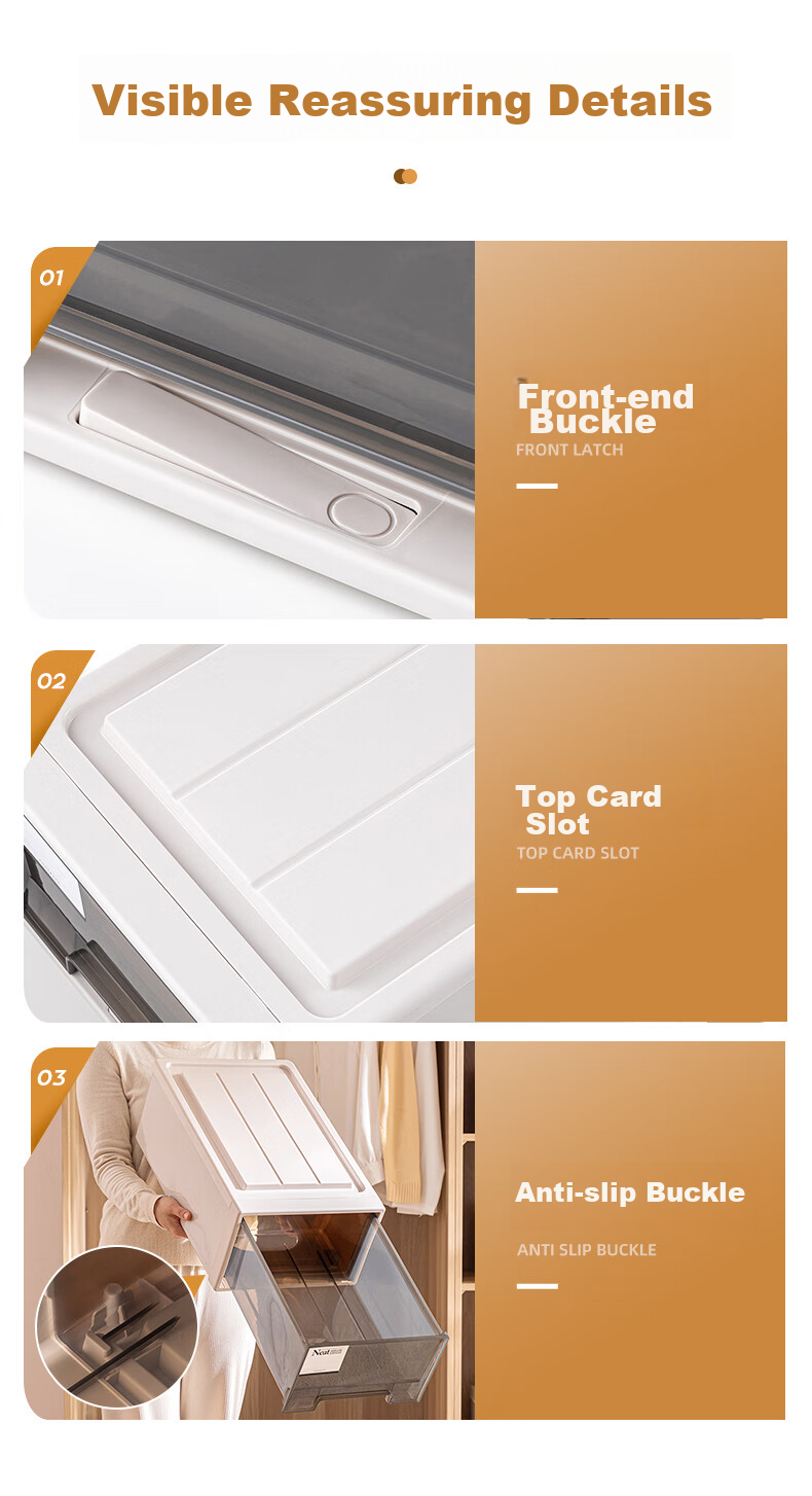 Taili Plastic Drawer Cabinet, Clothes Storage Cabinet, 28L, Light Tea Apricot Color, 1 Piece 9