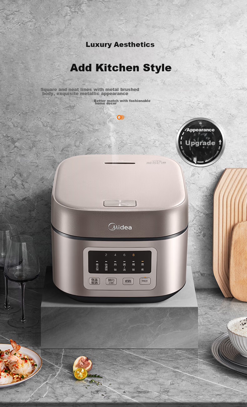 Midea Rice Cooker, 4L, Copper Heating Pot Inner Liner, Hidden Micro-Pressure Steaming Valve, Smart Reservation Electric Rice Cooker MB-AFB4052R [ZMD Peace of Mind Series] 3
