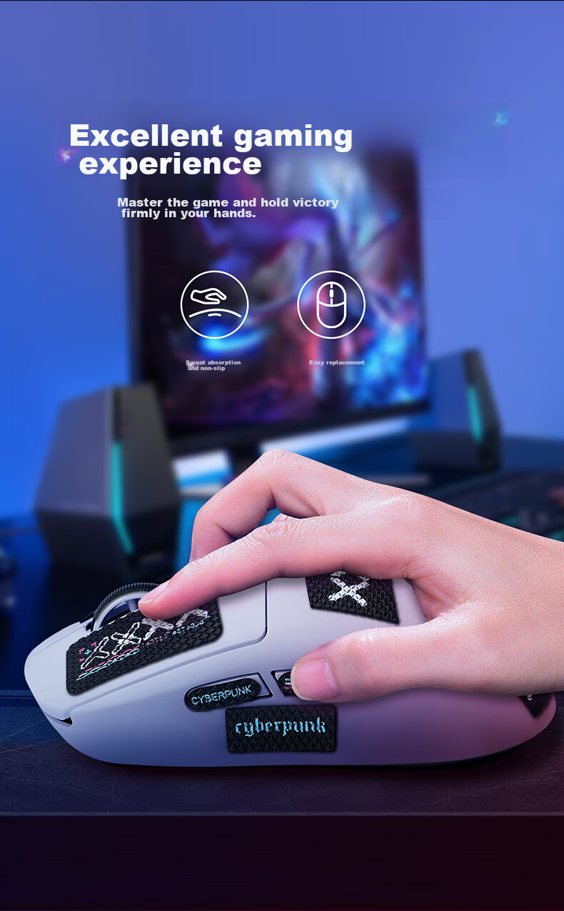 BUBM Gpww Logitech Mouse Anti-Slip Sticker, Dog Shit King First Generation Sticker, Sweat-Absorbing Anti-Slip Gaming Mouse Pad, Smooth And Wear-Resistant Accessory, GPW1 Pink Snowflake Patter 7