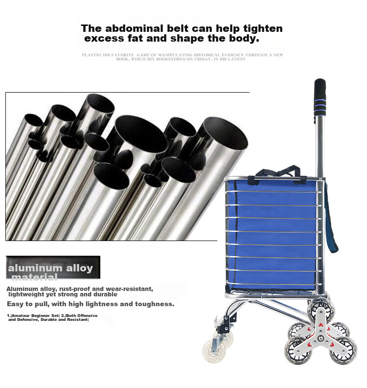 Xinyuechanghui Aluminum Alloy Grocery Cart, Hand-Pulled Trolley, Foldable Shopping Cart, Stair-Climbing Small Cart, Small Pushcart, Small Trailer F2016-10 5