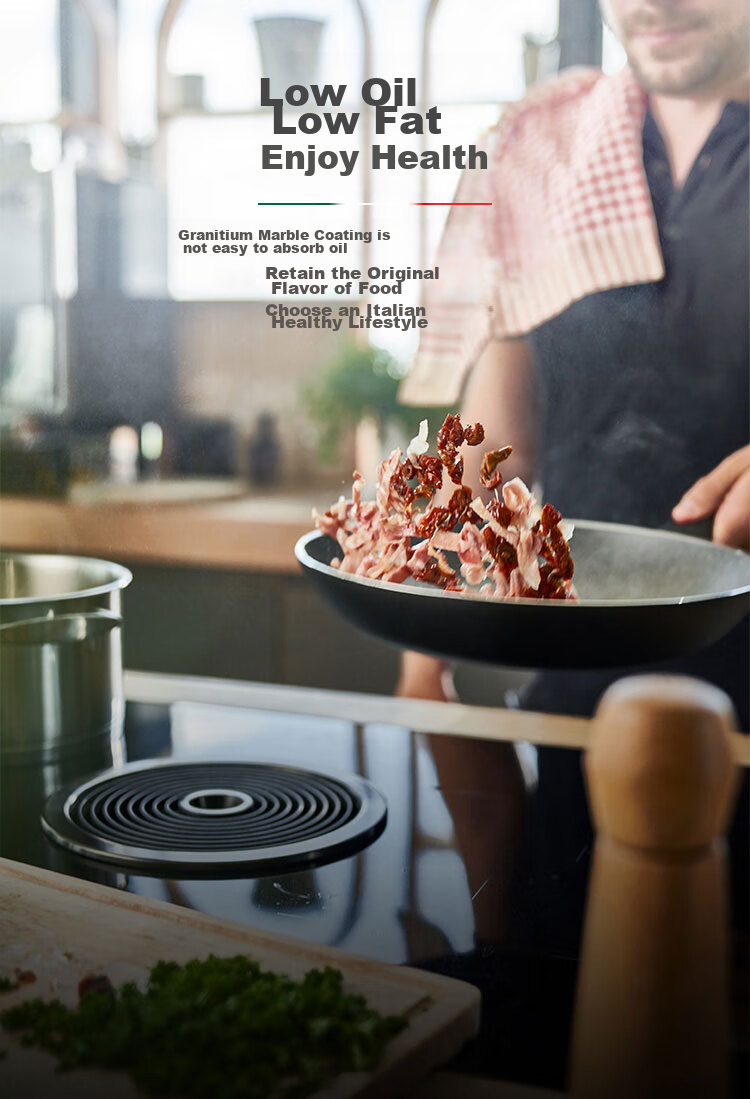 BALLARINI Non-Stick Pan Compatible with Induction Cooker And Gas Stove, Imported Flat Bottom Wok, Large Belly Pan, Stir-Fry Pan, Bologna 28cm 8