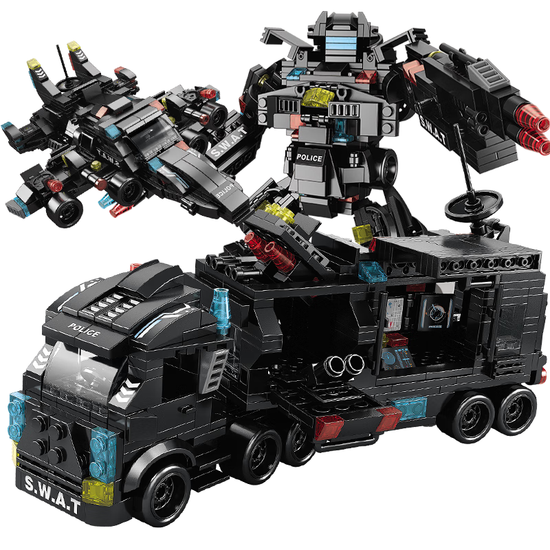 Dayishou Transforming Police Car for Boys 12-15 Years Old, Compatible with Lego, Children's Day Building Blocks, Assembly Toy, Birthday Gift